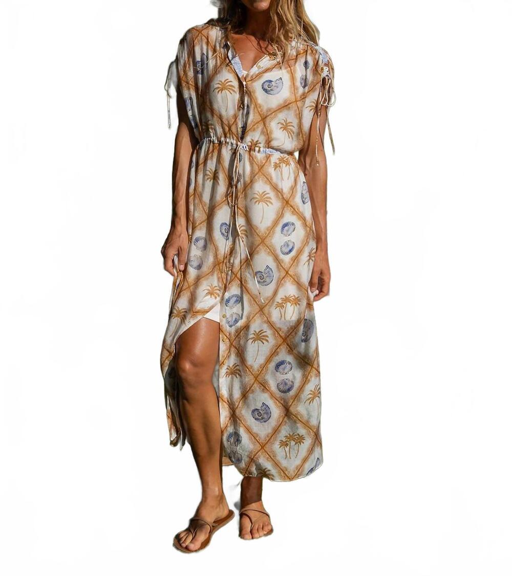 NEW TRIBAL flowy coverup maxi dress in seascape